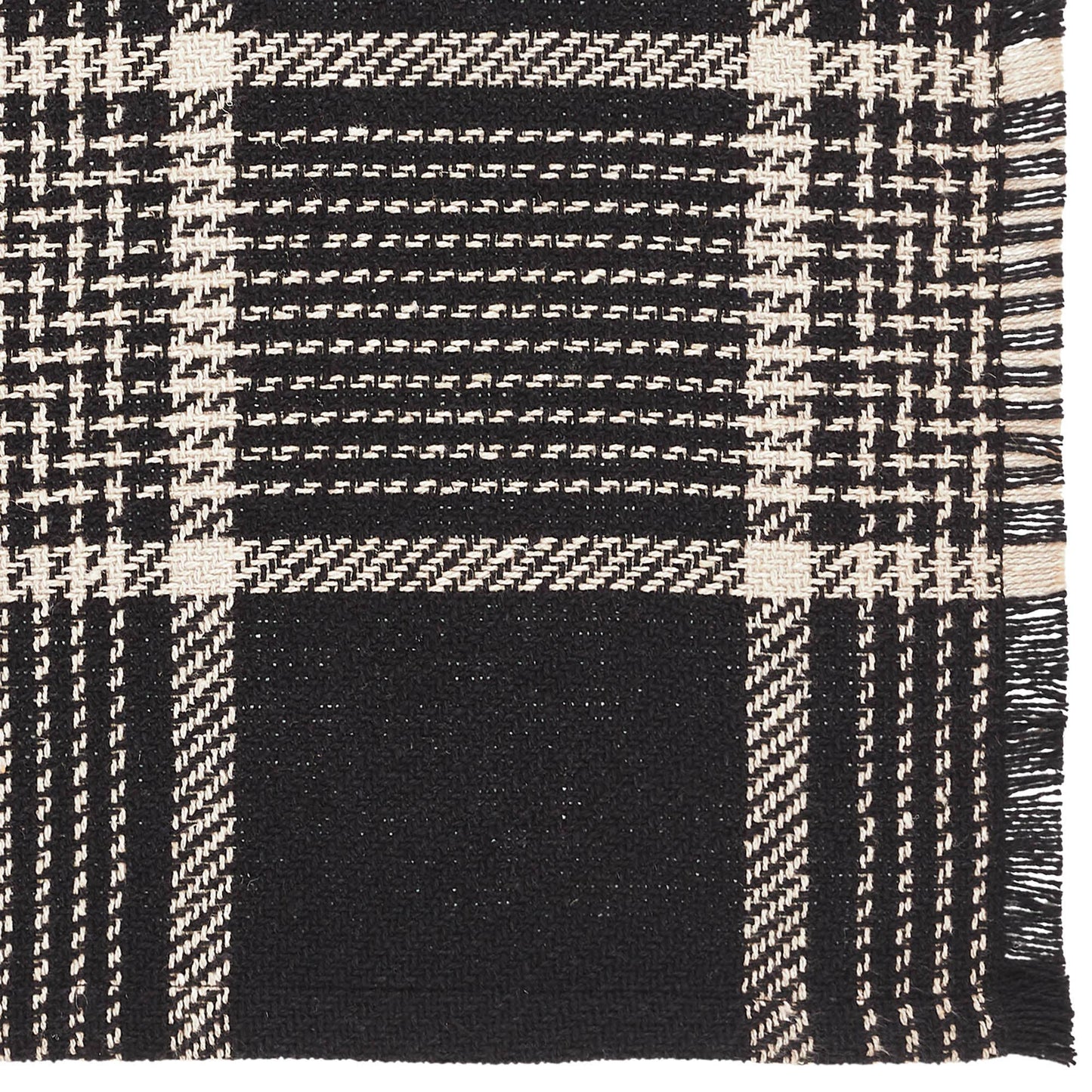 Eston Black Tan Plaid Runner, Feathered Farmhouse