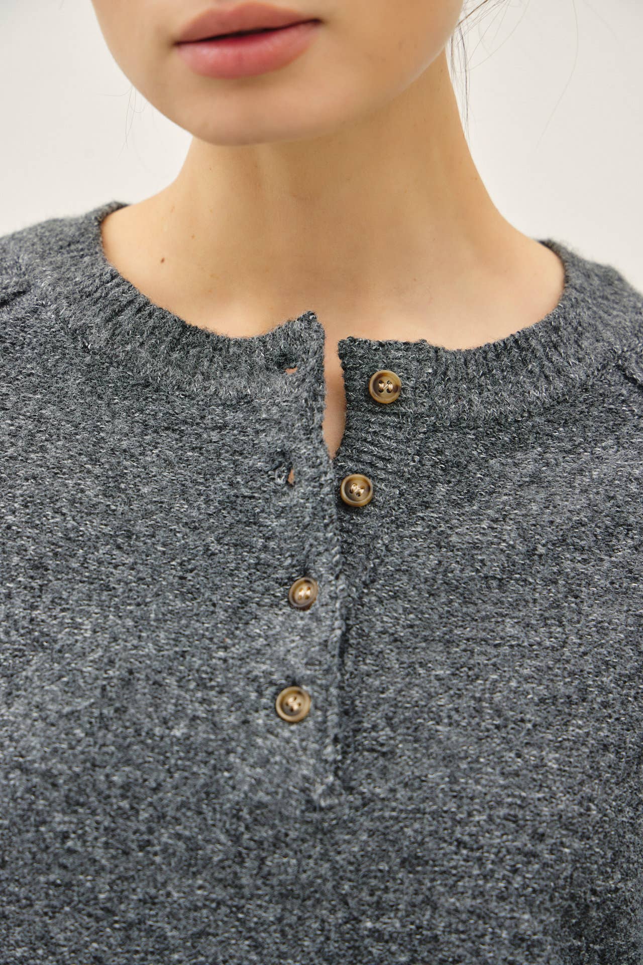 Charcoal Alpine Ultra Cozy Henley Sweater Top