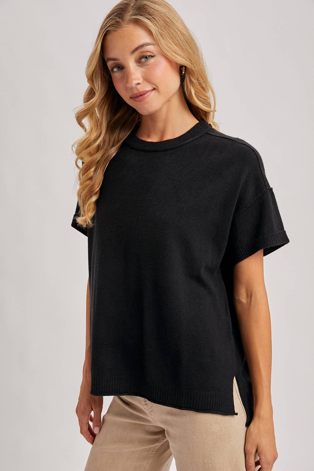 Black Maggie Knit Top, Feathered Farmhouse