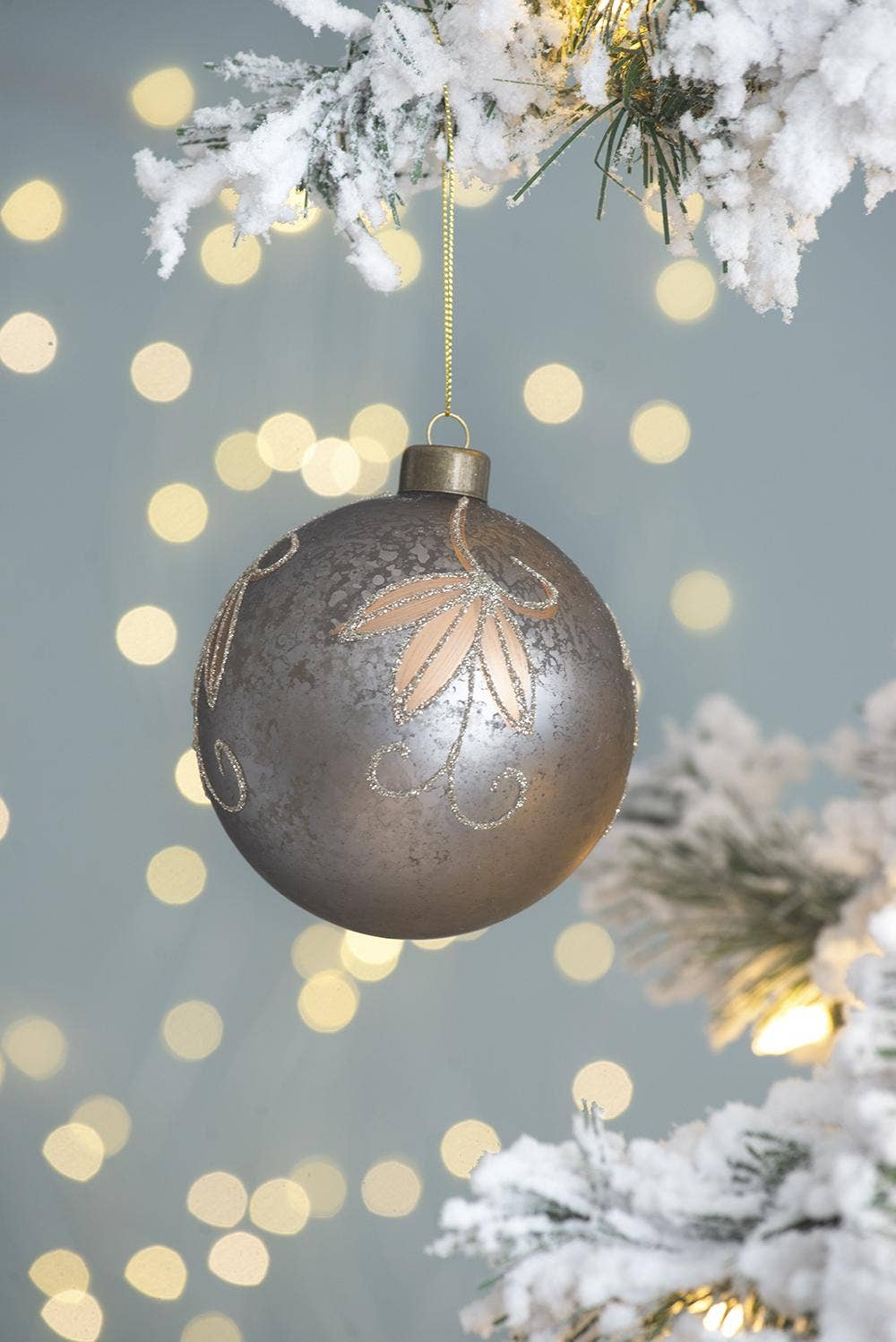 Silver Blossom Glass Ornament, The Feathered Farmhouse