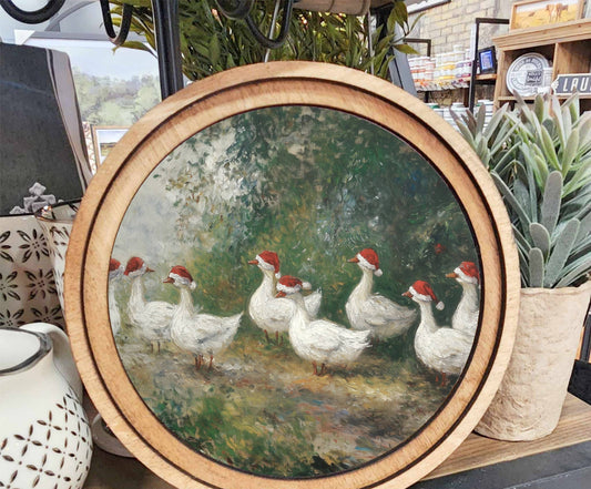 Christmas Geese Art, Feathered Farmhouse