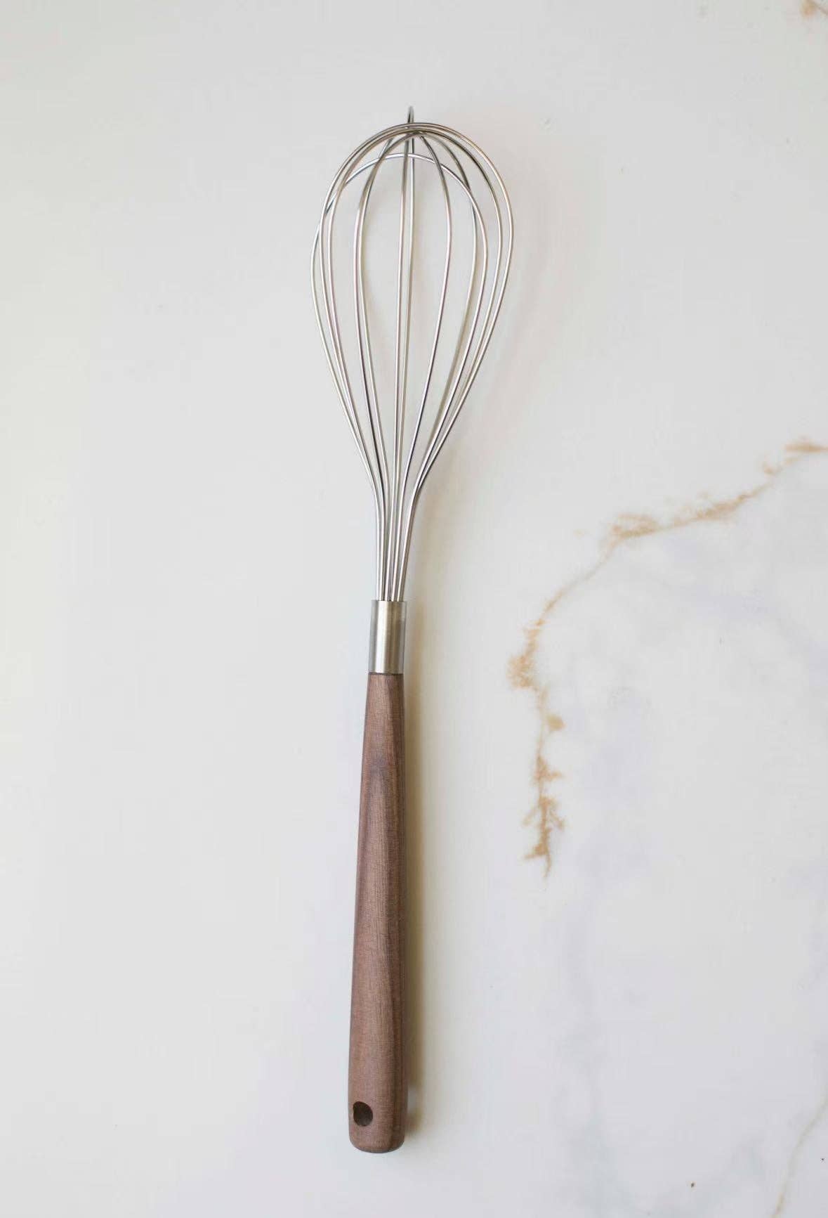 Kitchen Whisks with Wooden Handle, Feathered Farmhouse