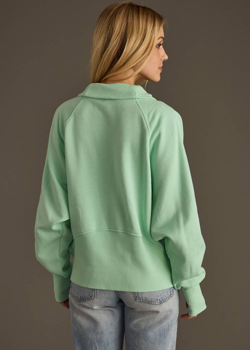 Mint Quarter Zip Sweatshirt, Feathered Farmhouse