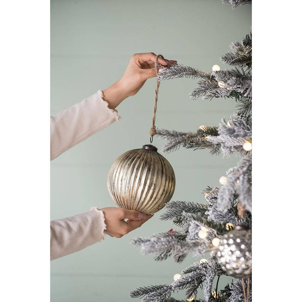 Champagne Gold Eclectic Mercury Glass Ball Ornament, The Feathered Farmhouse