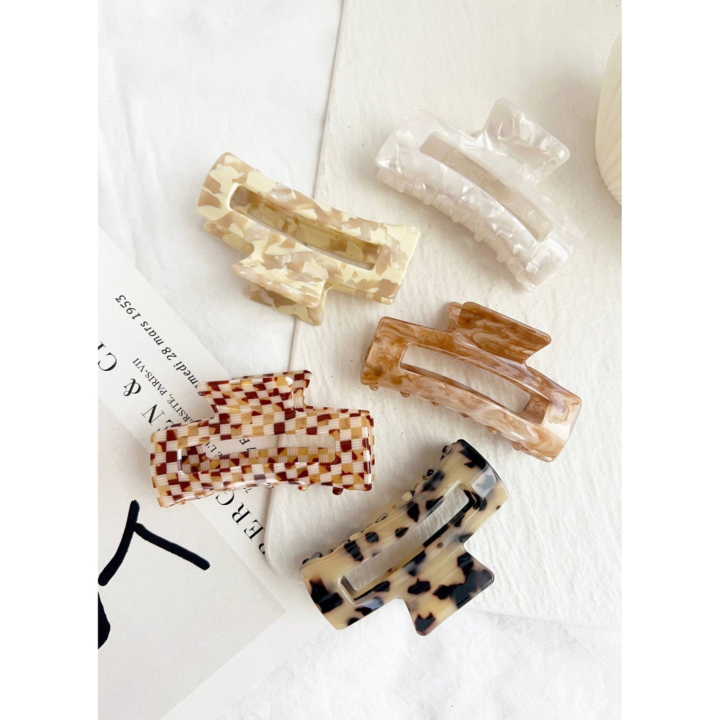 Neutral Acetate Regular Size Hair Clips, The Feathered Farmhouse