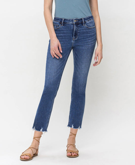 High Rise Crop Slim Straight Jeans, Feathered Farmhouse