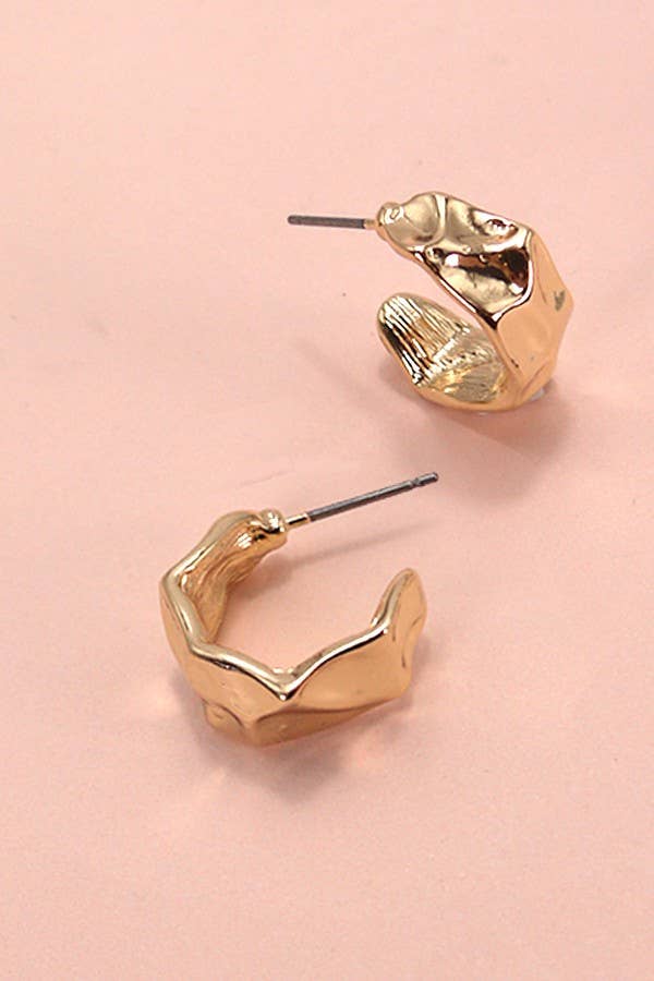 Mini Hammered Hoop Earrings, Feathered Farmhouse