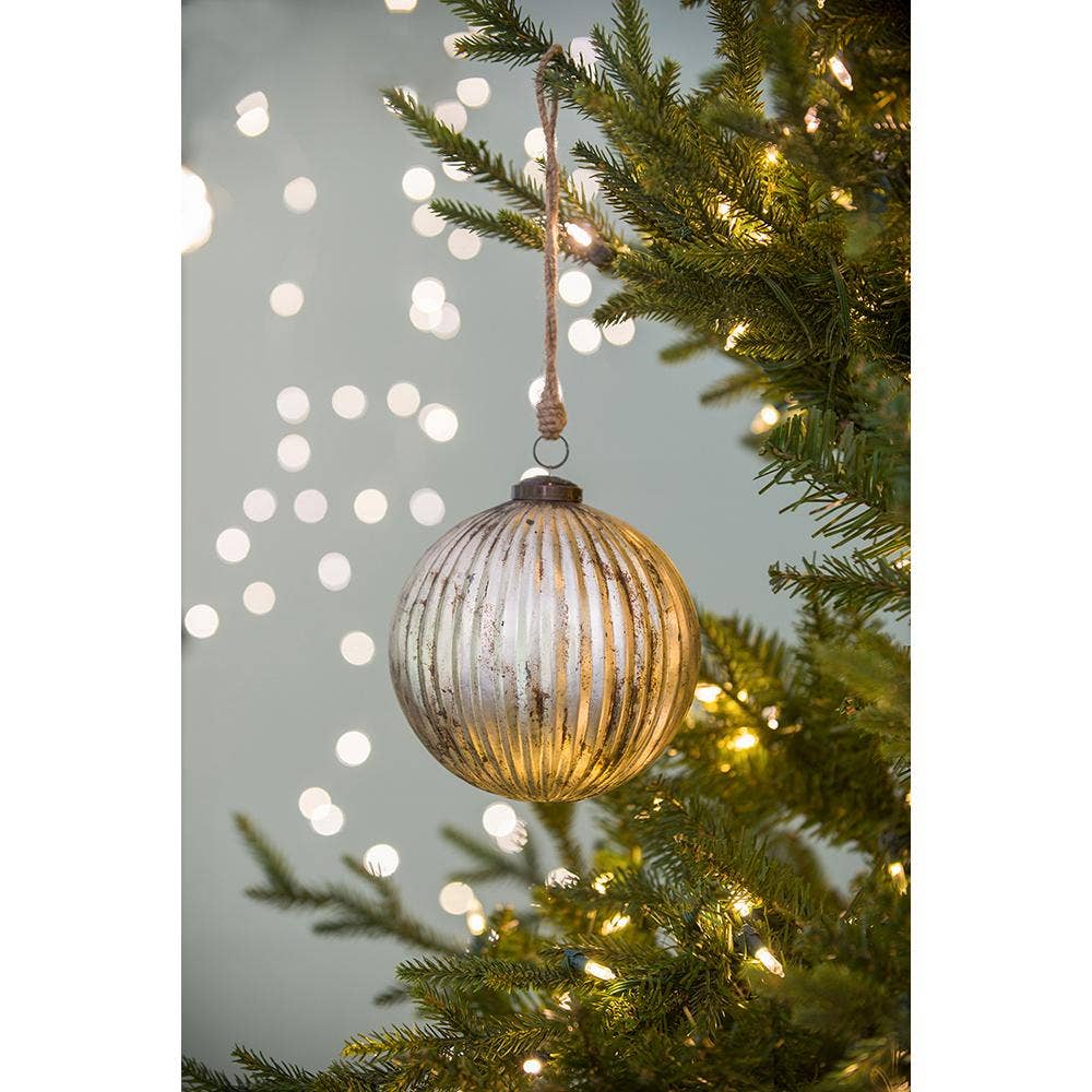 Champagne Gold Eclectic Mercury Glass Ball Ornament, The Feathered Farmhouse