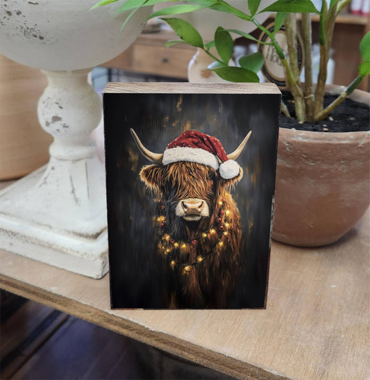 Printed Block Christmas Highland, Feathered Farmhouse