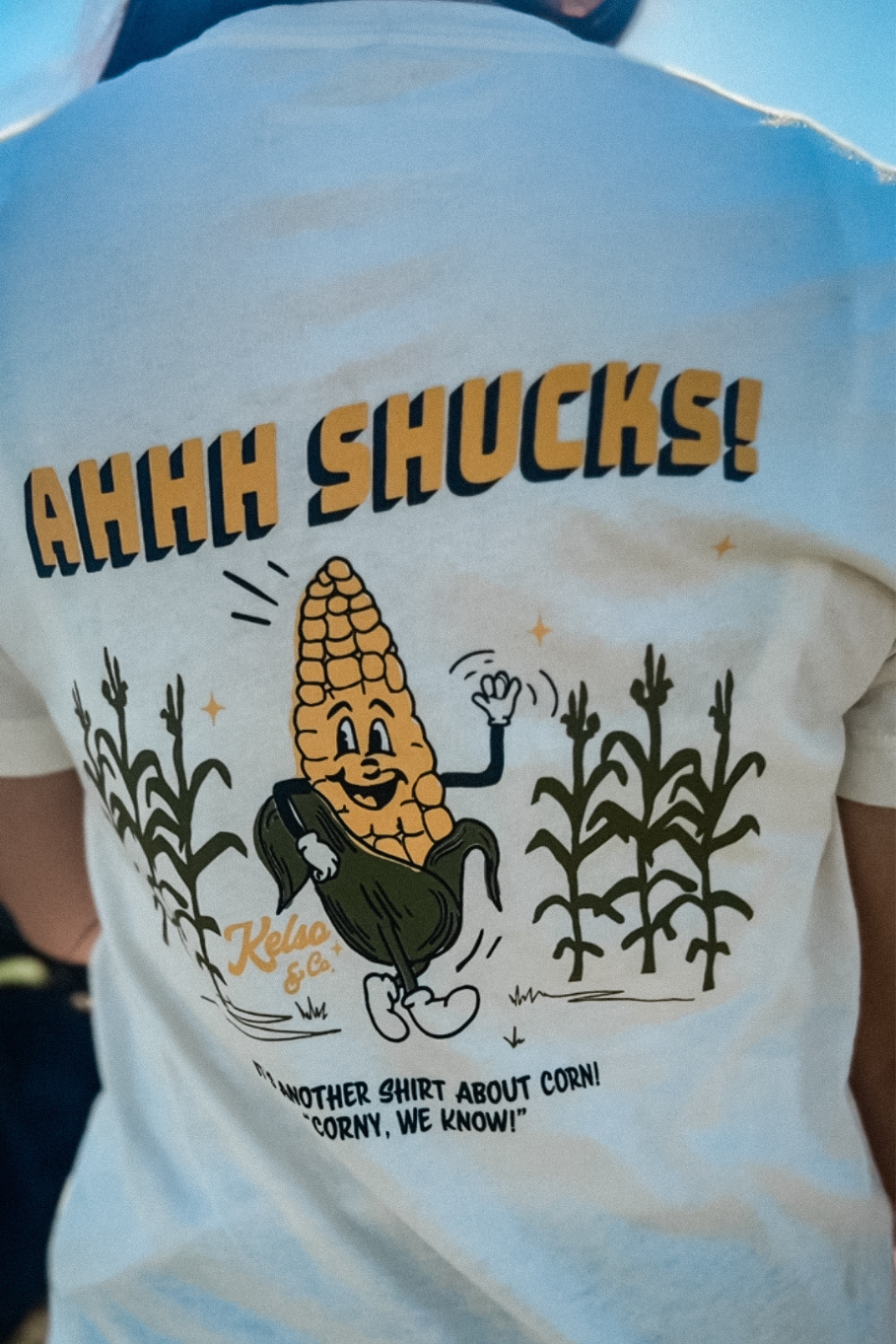 Ahhh Shucks Dancing Corn Graphic Tee, Feathered Farmhouse