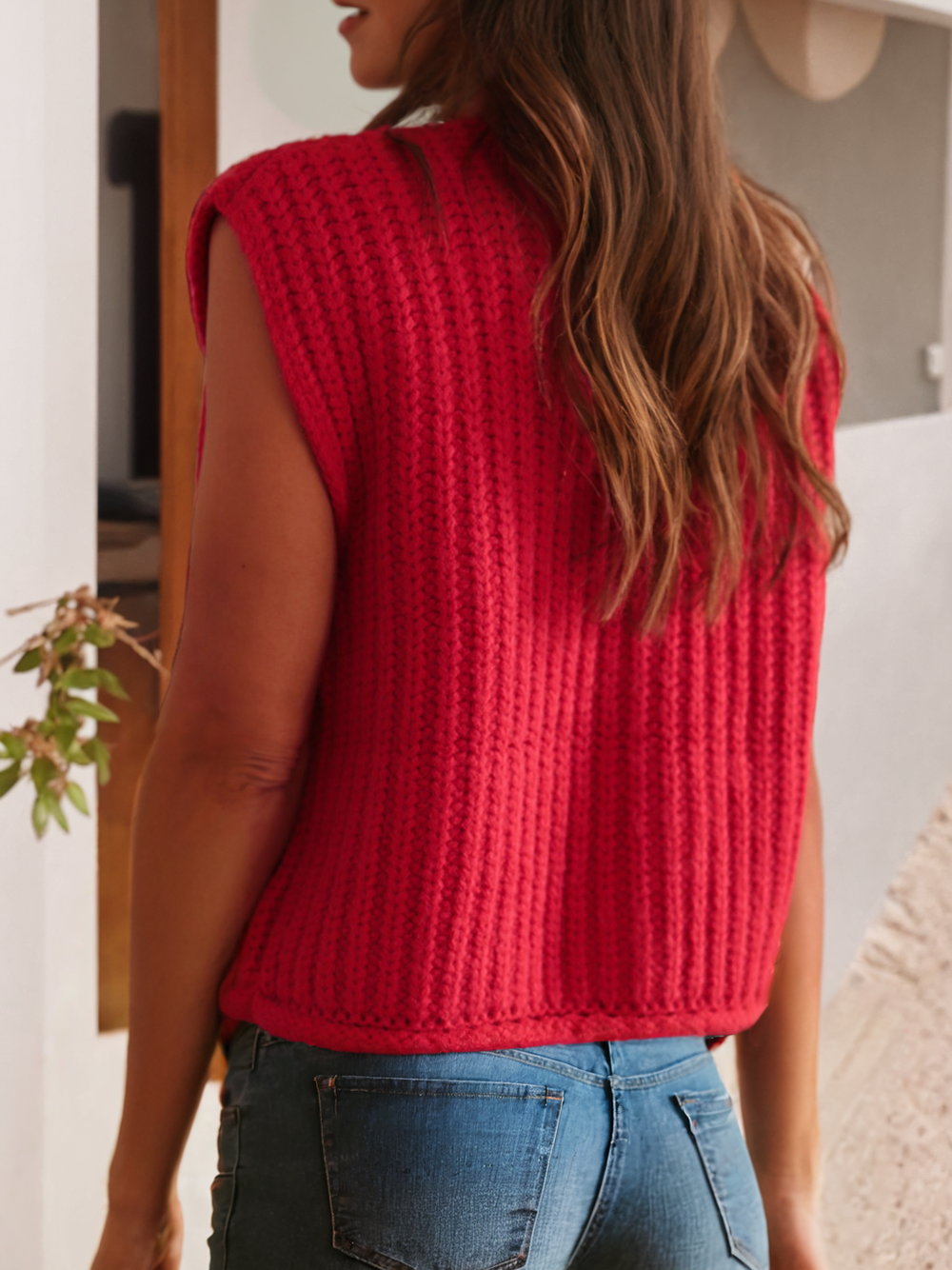 Solid Textured Knit Sweater Vest, The Feathered Farmhouse