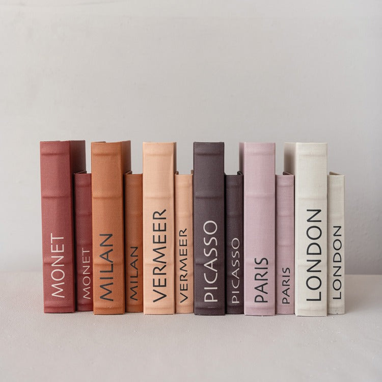 Linen Book Storage Boxes, Feathered Farmhouse