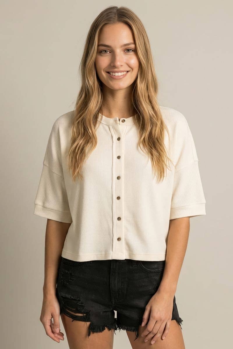 Boxy Knit Cardigan Top, Feathered Farmhouse