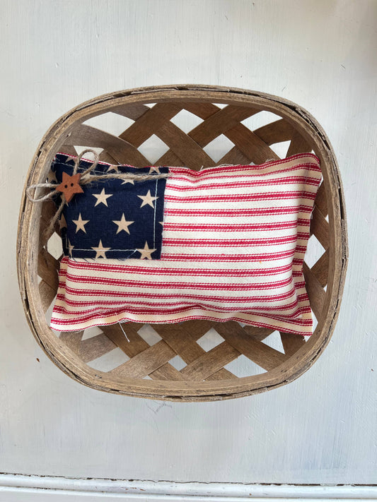 American Flag Mini Pillow, Feathered Farmhouse