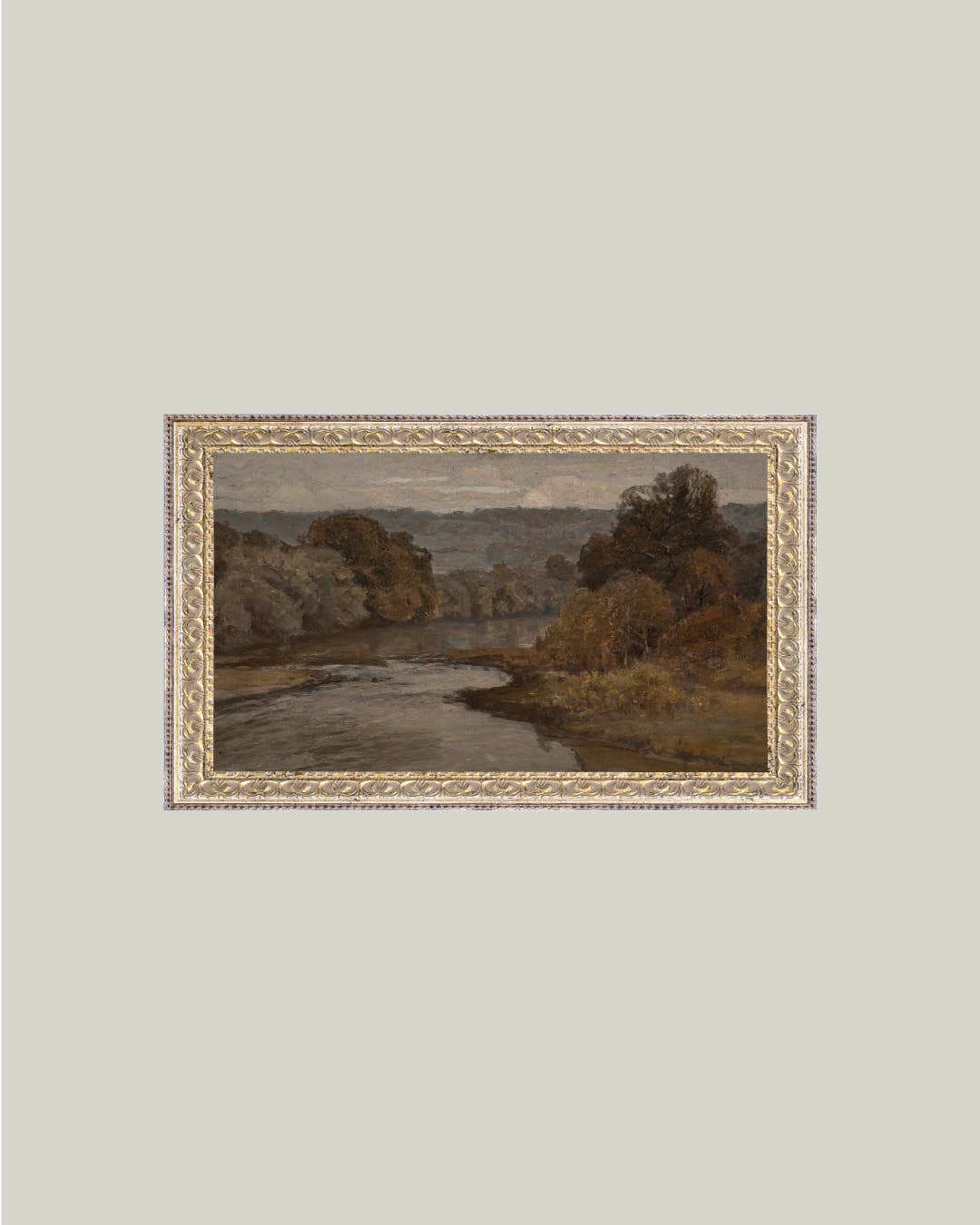 Autumn River Framed Antique Art, Feathered Farmhouse