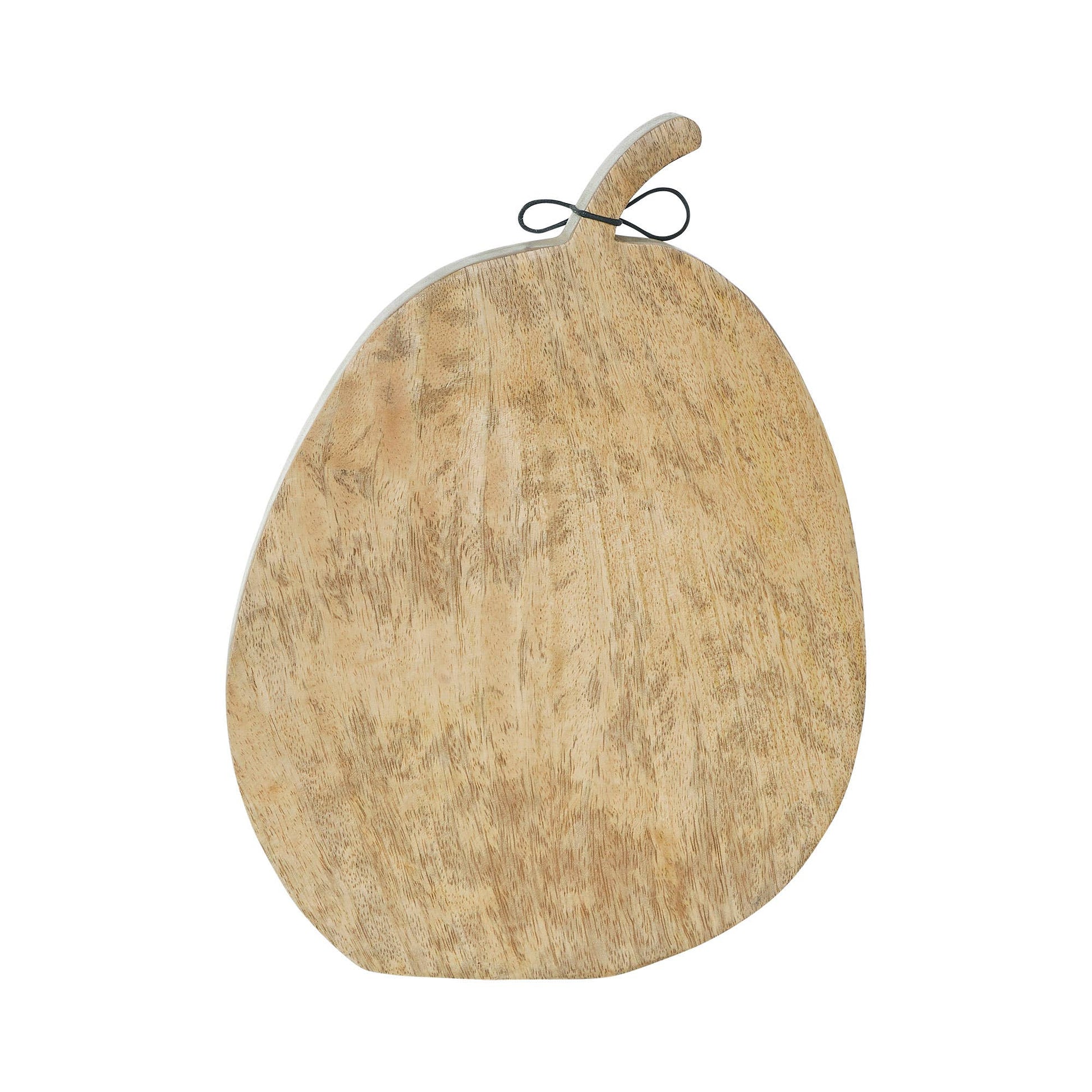 Wooden Mango Wood White Pumpkin, Feathered Farmhouse