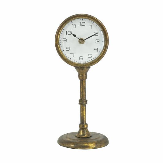 Vintage Gold Iron Table Clock, Feathered Farmhouse
