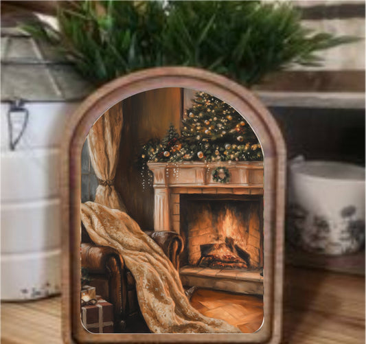Holiday Mantel Arch Top, Feathered Farmhouse