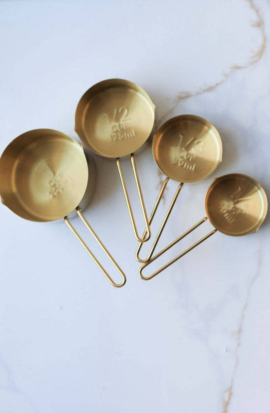 Auric Gold Stainless Steel Measuring Cup Set, Feathered Farmhouse