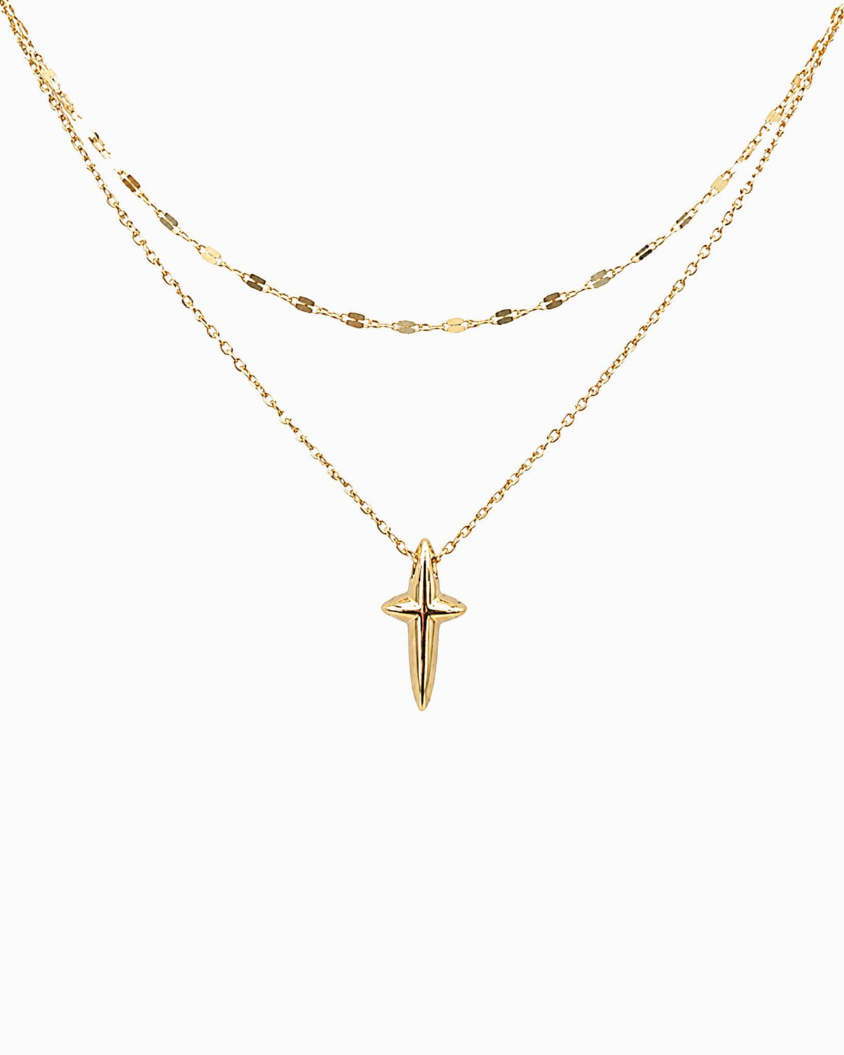 Layered Cross Pendant Necklace, Feathered Farmhouse