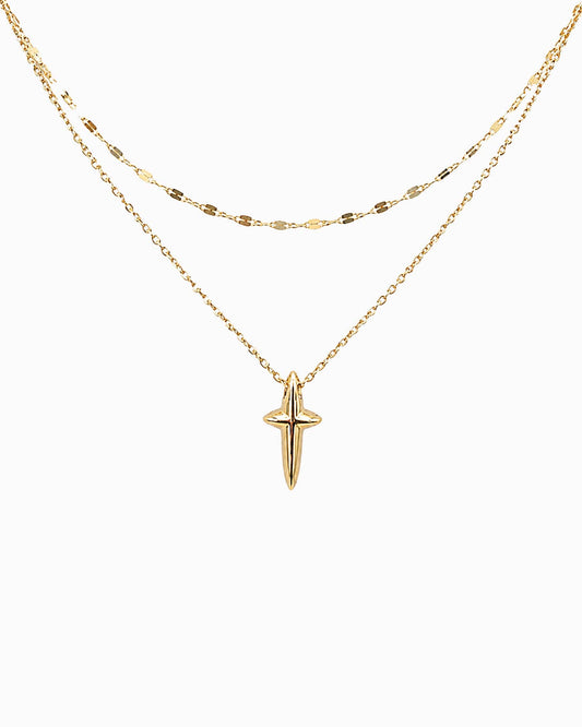 Layered Cross Pendant Necklace, Feathered Farmhouse