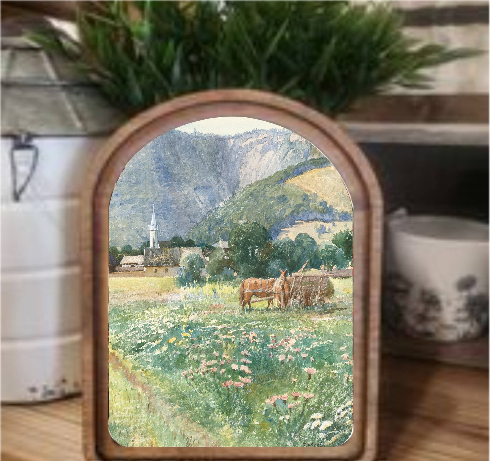 Blooming Meadow Framed Arch, Feathered Farmhouse