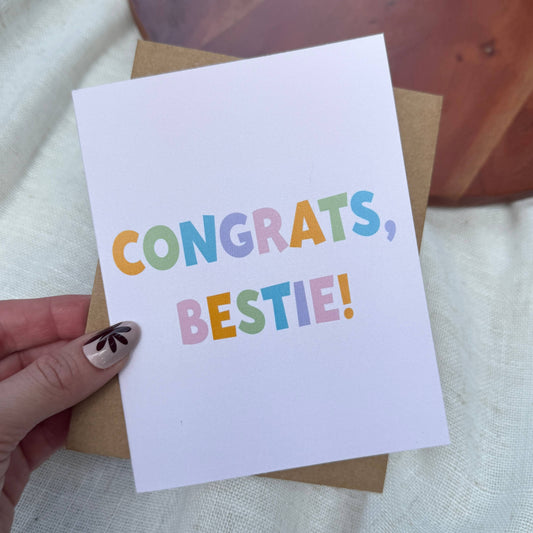 Congrats Bestie! Card, Feathered Farmhouse
