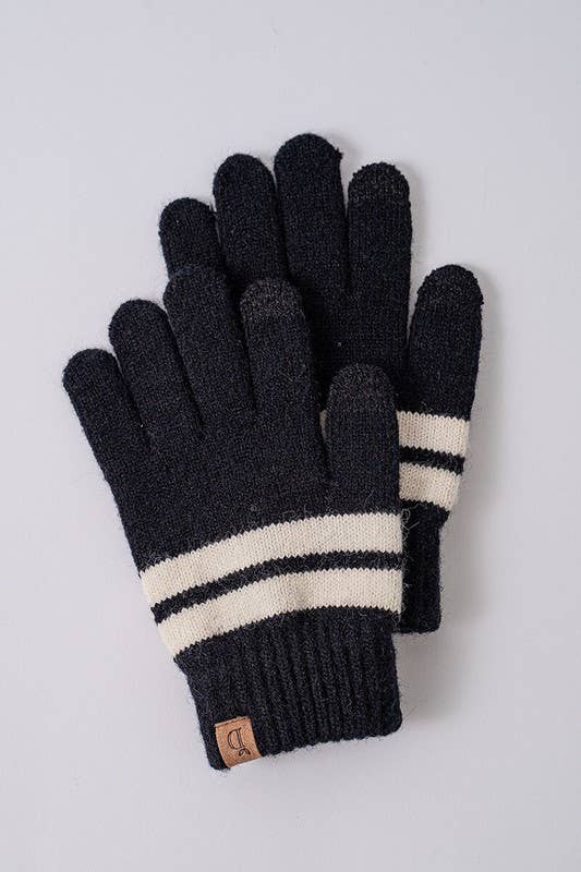 Striped Touch Screen Finger Gloves, Feathered Farmhouse