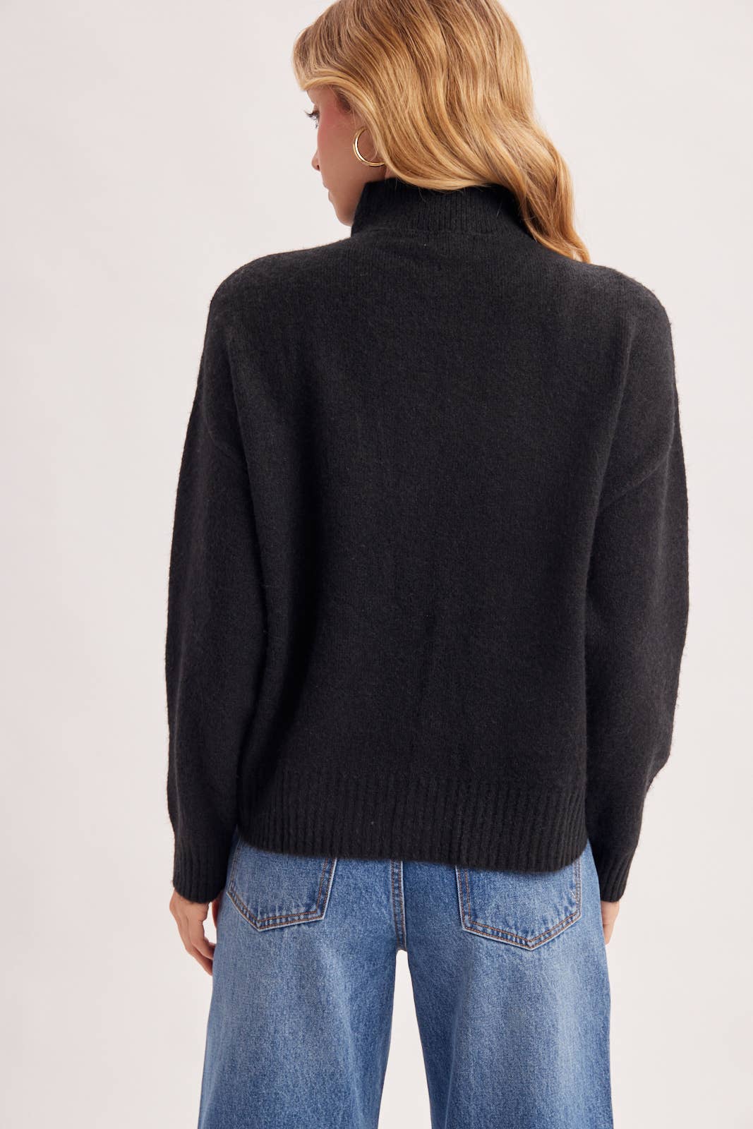 Kaya Mock Neck Basic Knit Sweater, Feathered Farmhouse