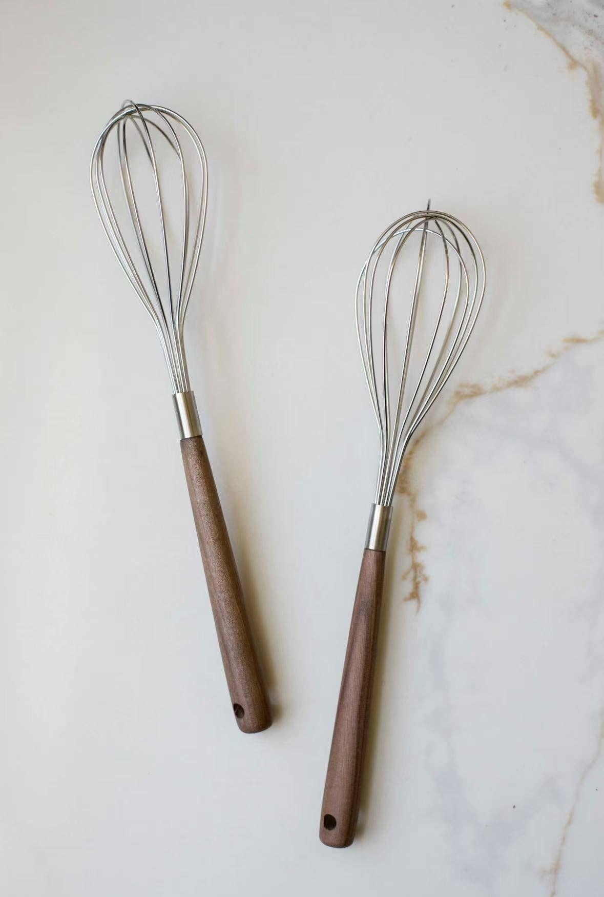 Kitchen Whisks with Wooden Handle, Feathered Farmhouse