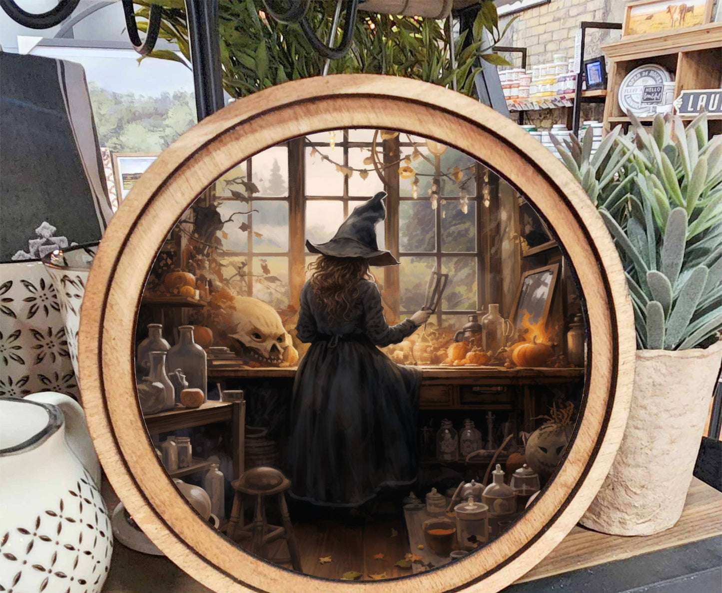 Halloween Witch Art, Feathered Farmhouse