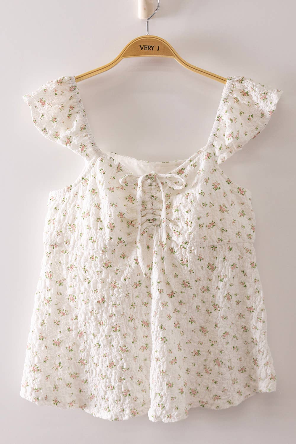 Romantic Floral Ruffle Sleeve Babydoll Top, Feathered Farmhouse