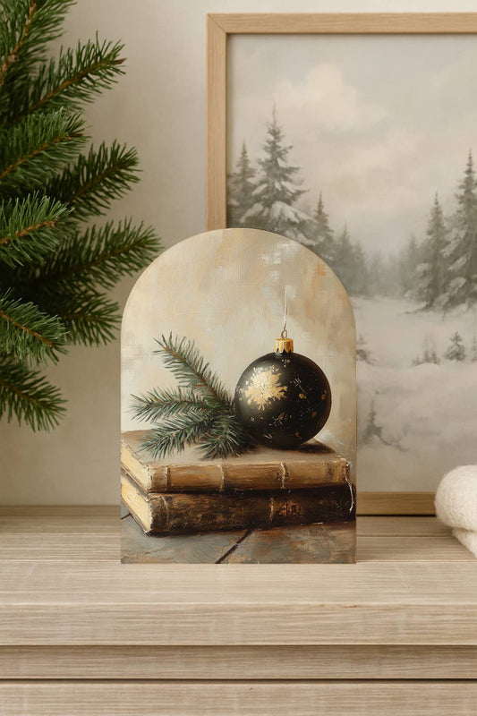 Ornament & Vintage Books Arch, Feathered Farmhouse