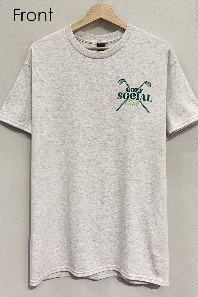Golf Social Graphic Grey T-Shirt, Feathered Farmhouse
