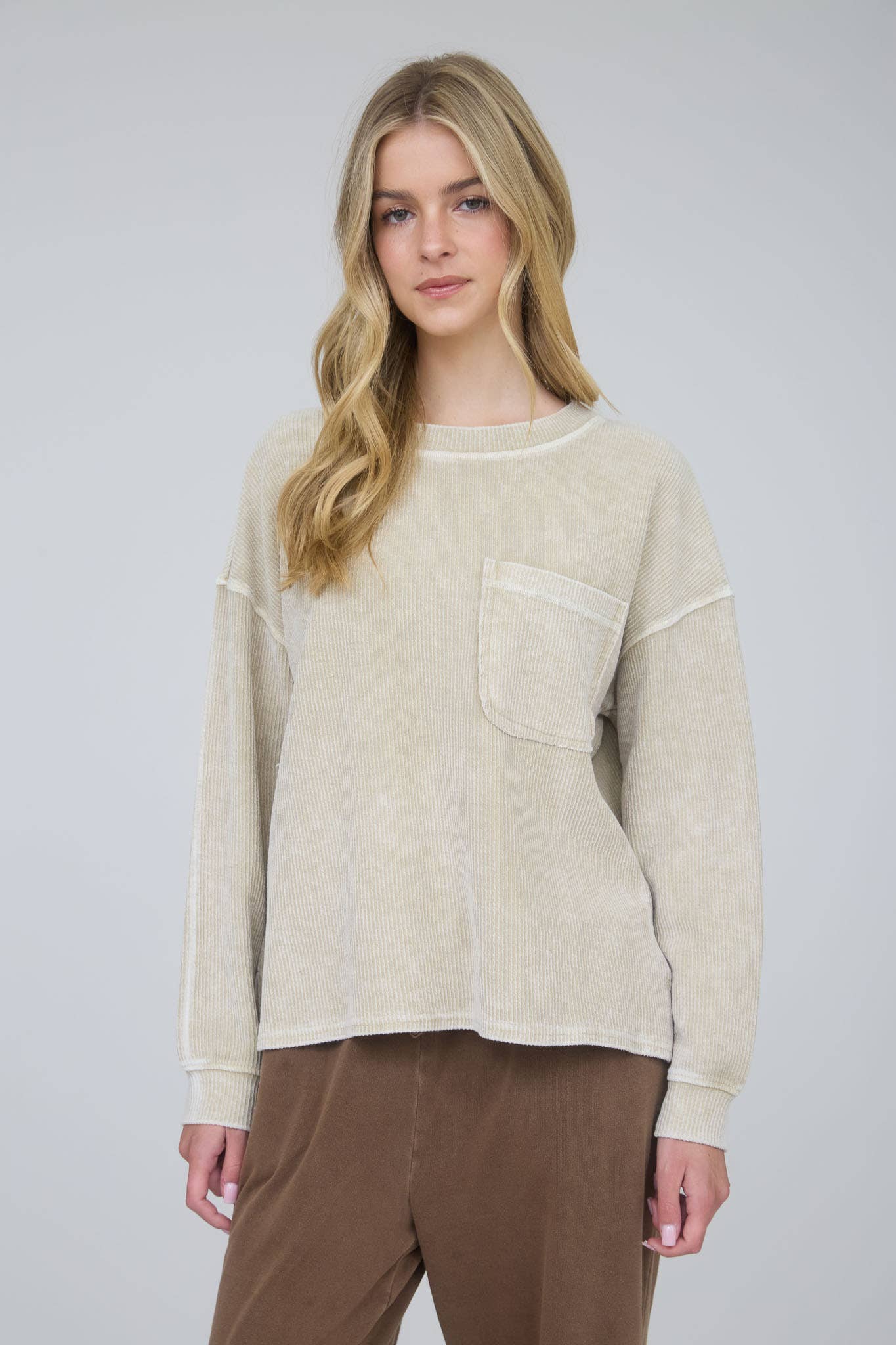 Pocket Rib Knit Top, Feathered Farmhouse