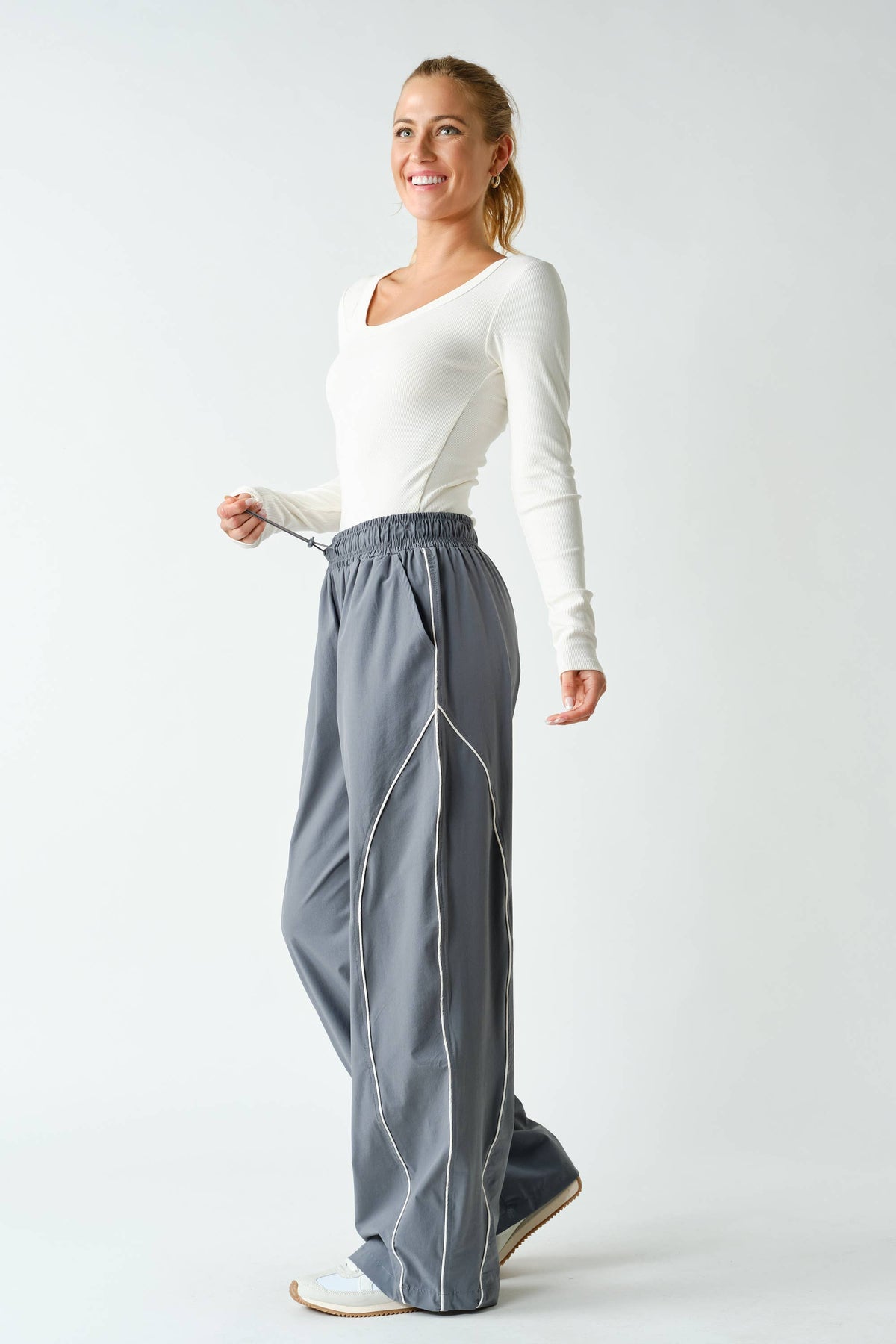 Graphite Kailey Curved Classic Track Pants, Feathered Farmhouse