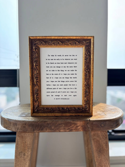 For What It's Worth in Antique Gold Frame, Feathered Farmhouse