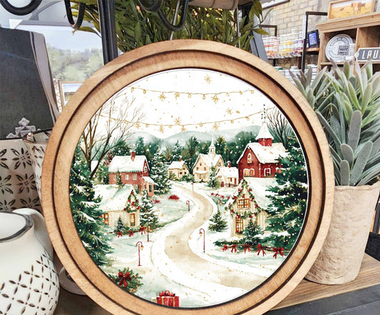 Christmas Village Art, Feathered Farmhouse