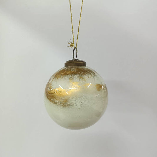 Gold + White Hanging Glass Ornament, The Feathered Farmhouse