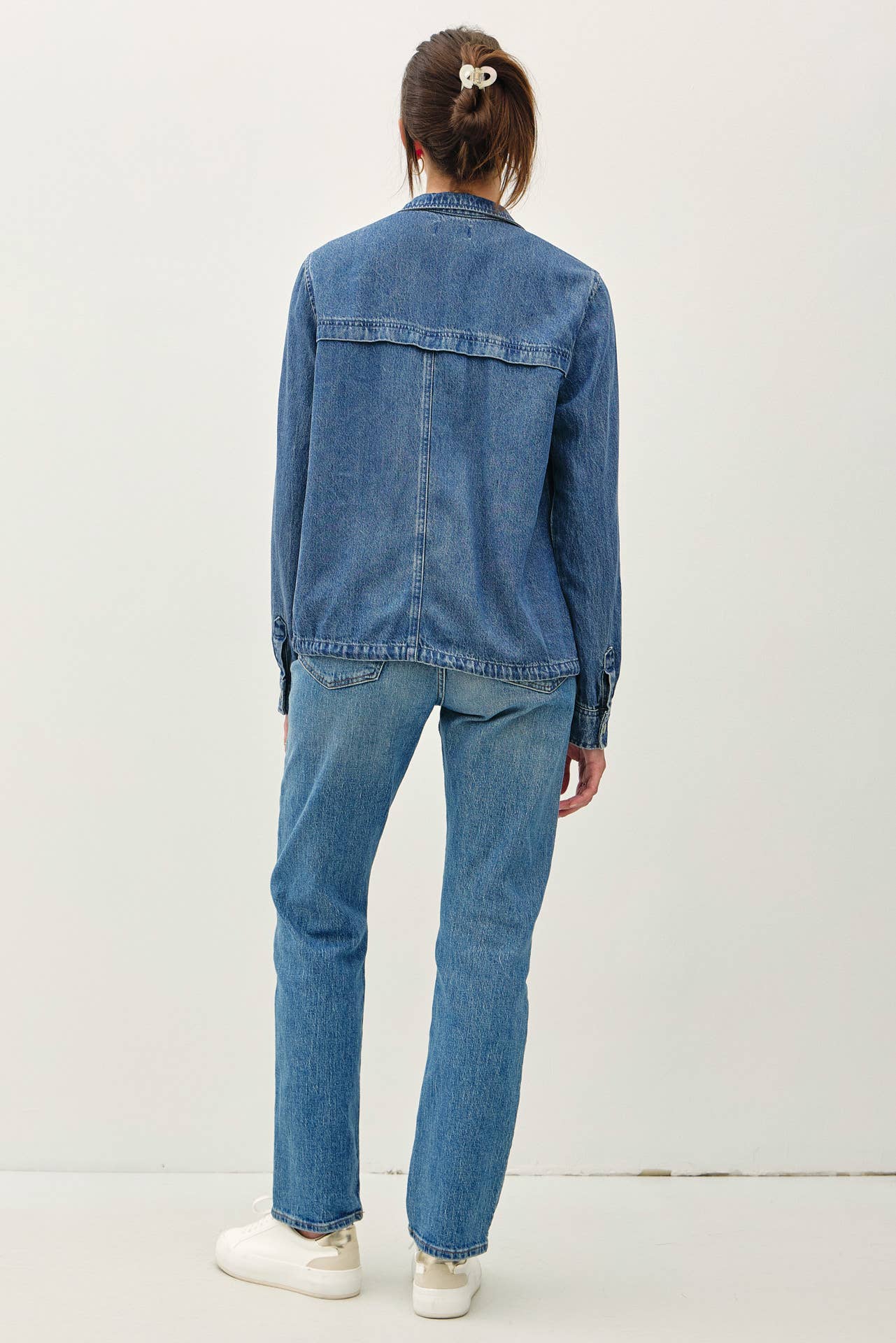 Denim Look Tencel Utility Jacket, Feathered Farmhouse