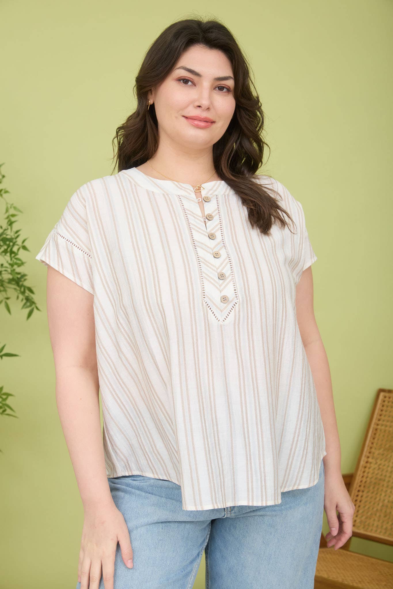 Ladder Lace Trim Top, Feathered Farmhouse