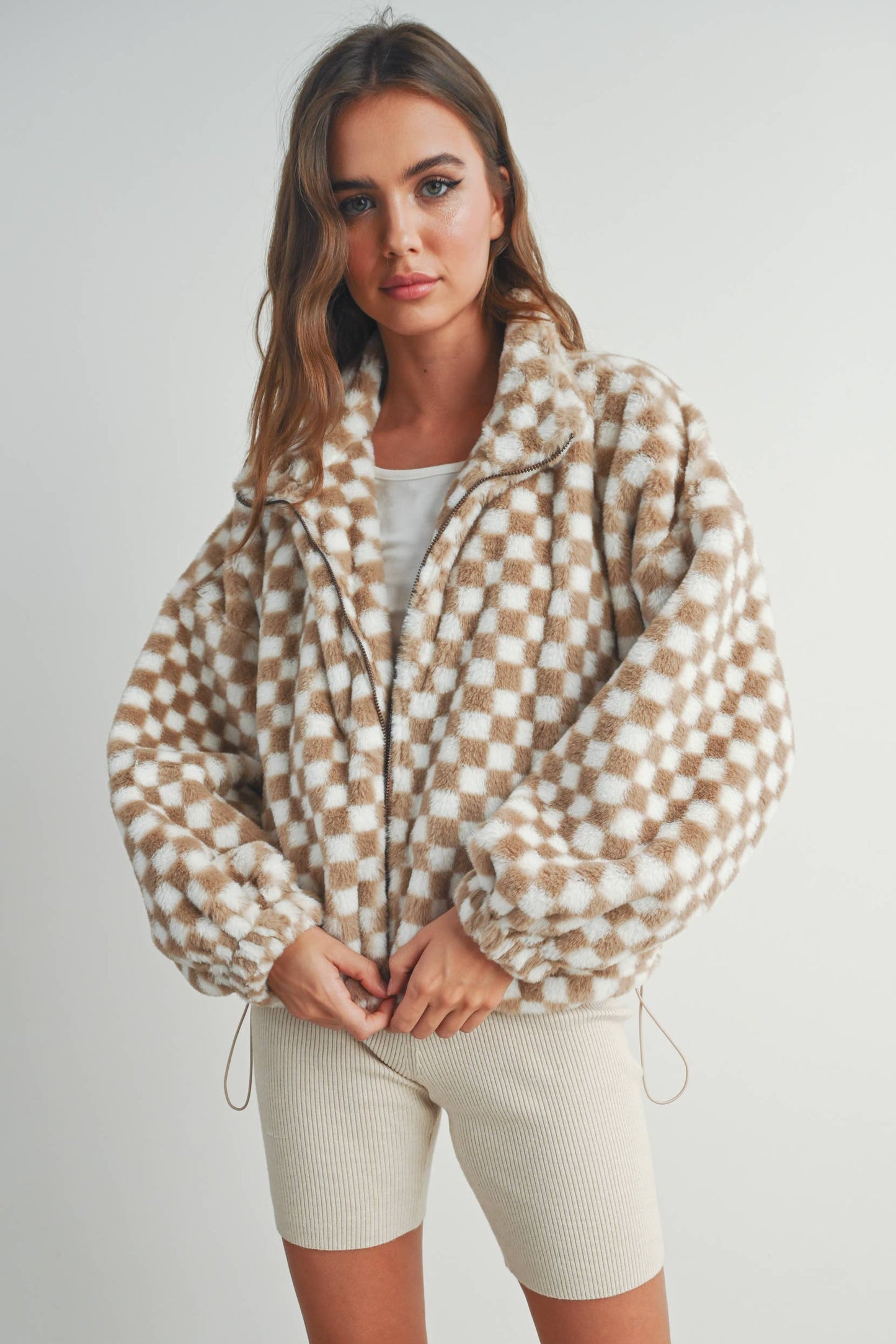 Checker Teddy Jacket, The Feathered Farmhouse