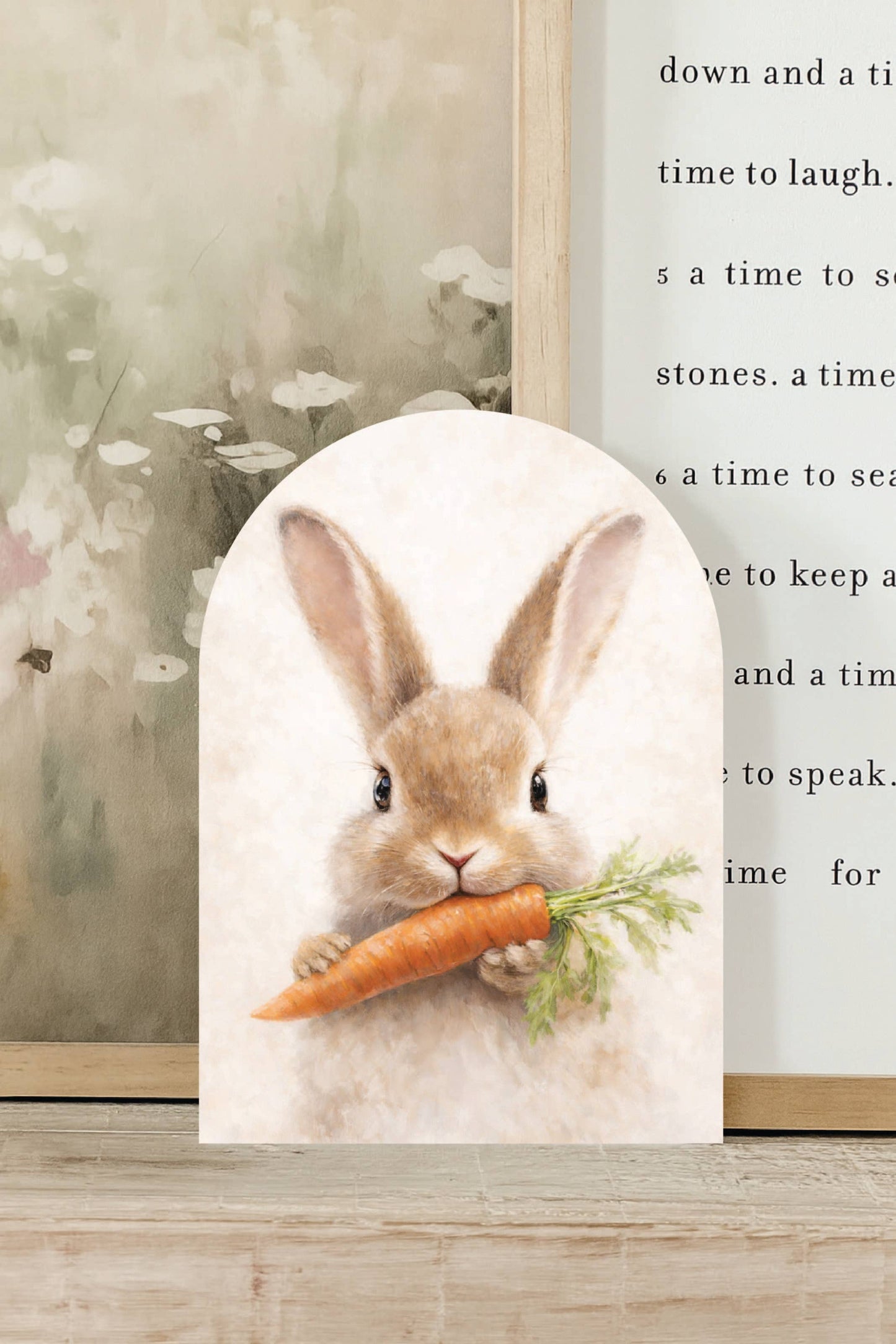 Bunny Eating Carrot Arch, Feathered Farmhouse