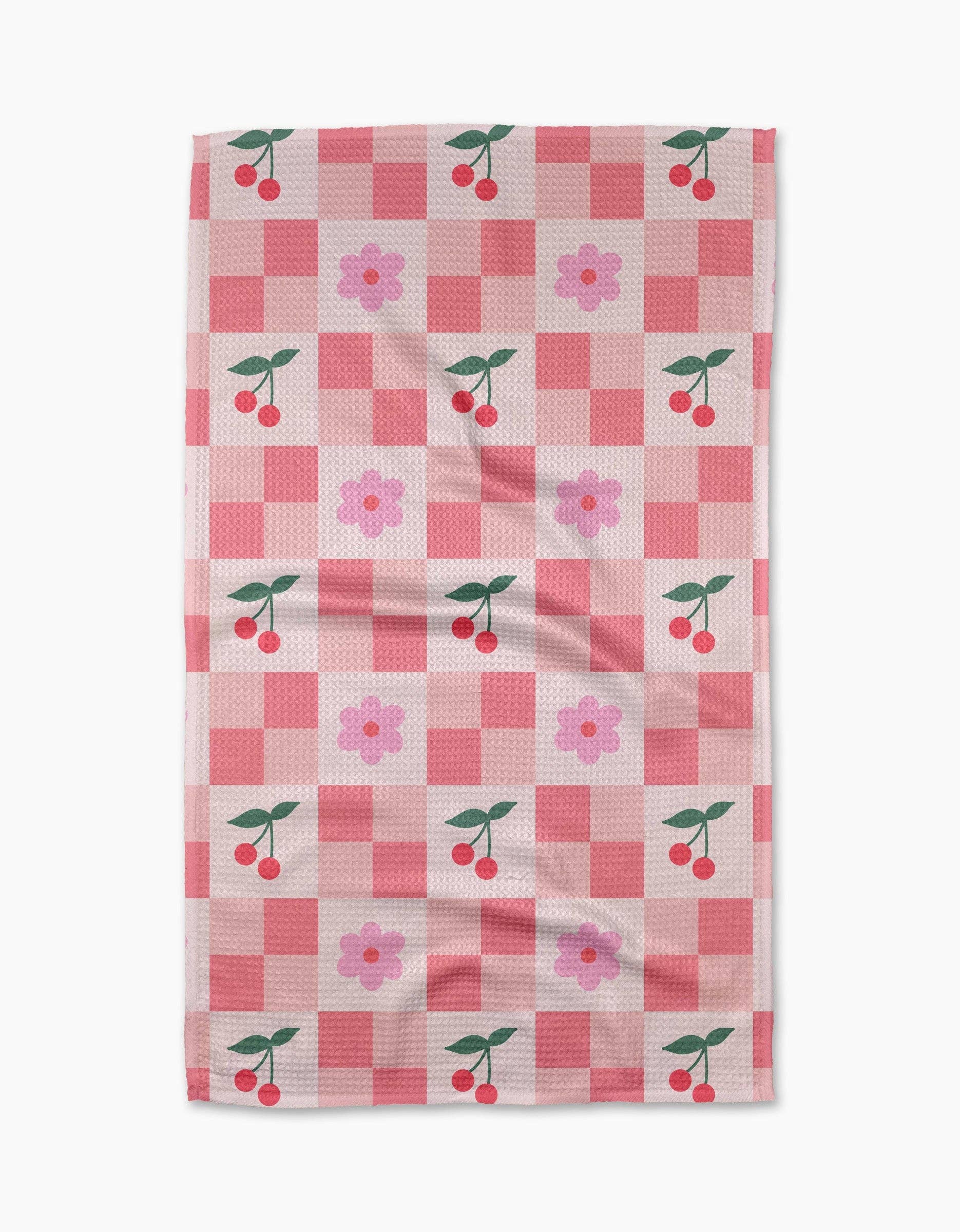 Floral and Cherries Tea Towel, Feathered Farmhouse