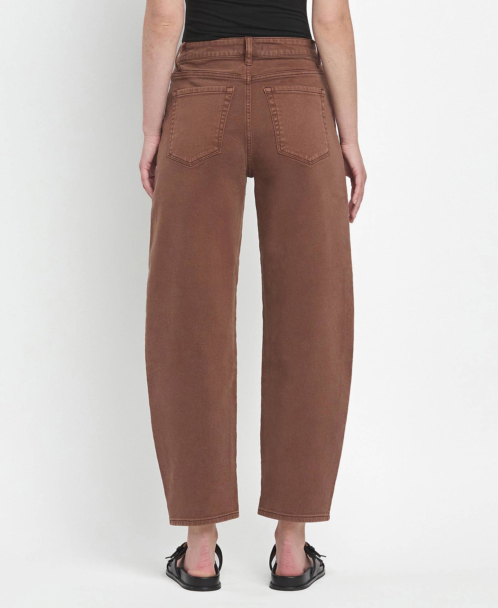Super High Rise Brown Barrel Jeans, Feathered Farmhouse