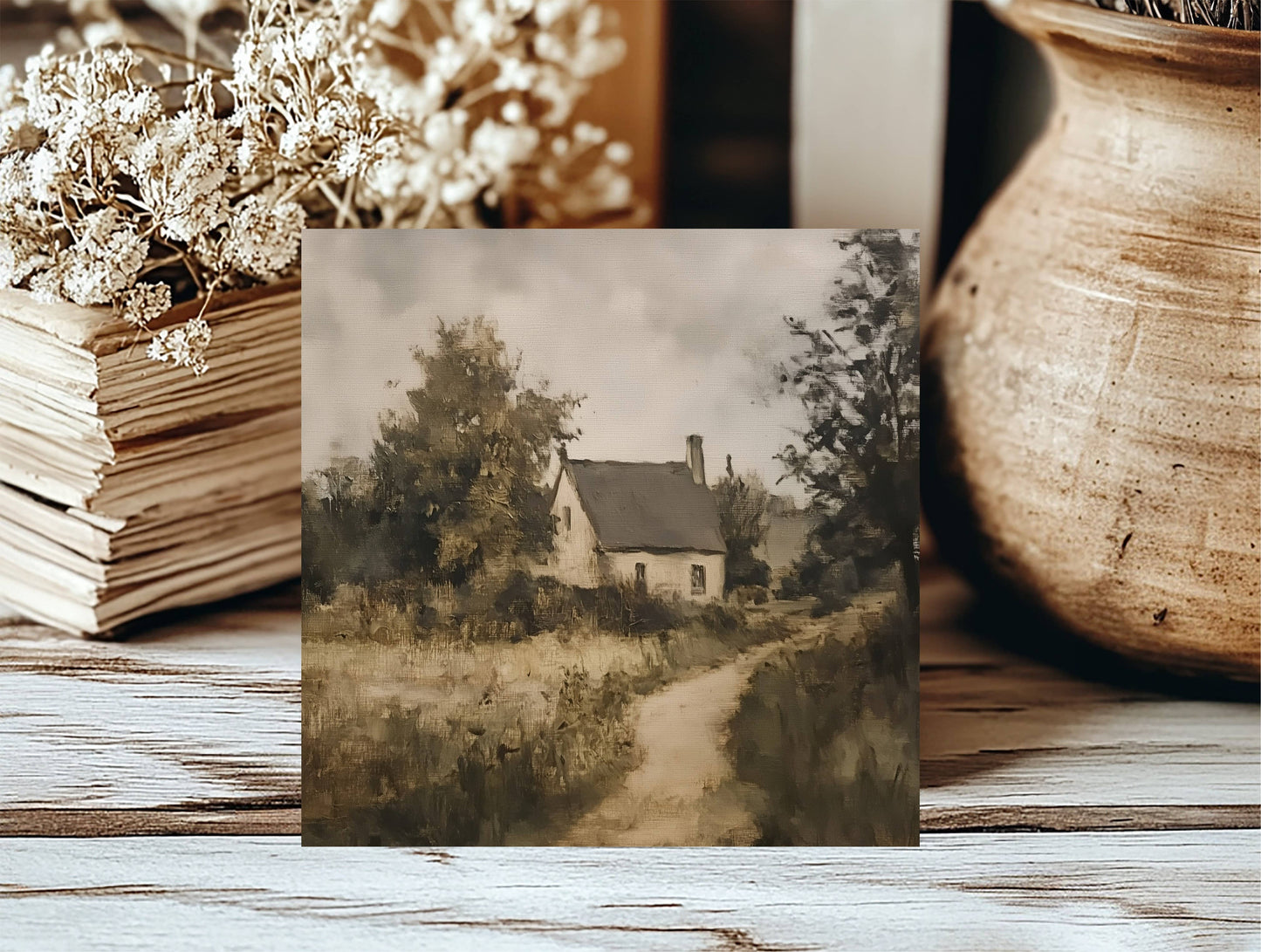 Cottage Landscape Insert, Feathered Farmhouse