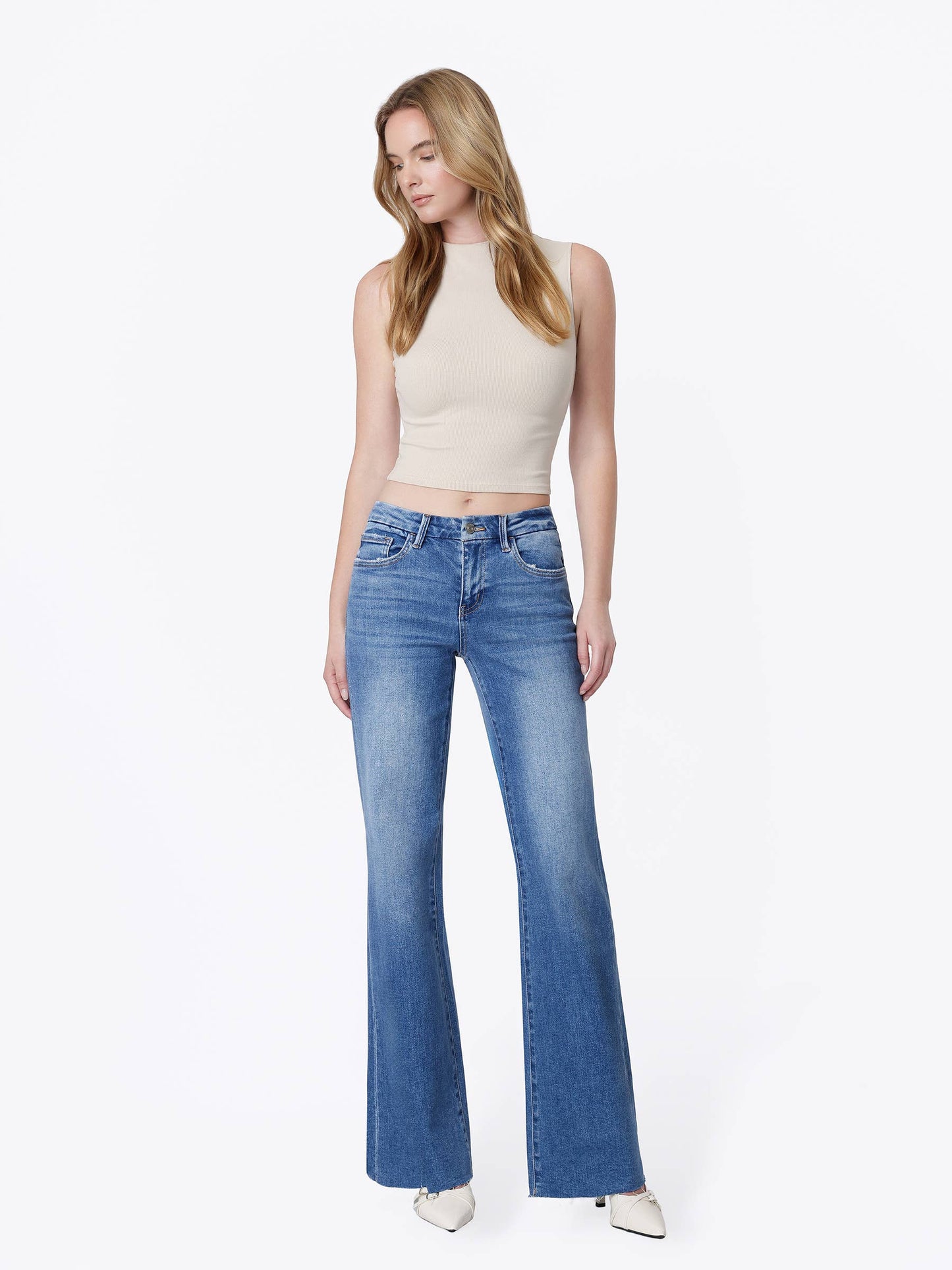 Mid Rise Seamless Waistband Vintage Flare, Feathered Farmhouse