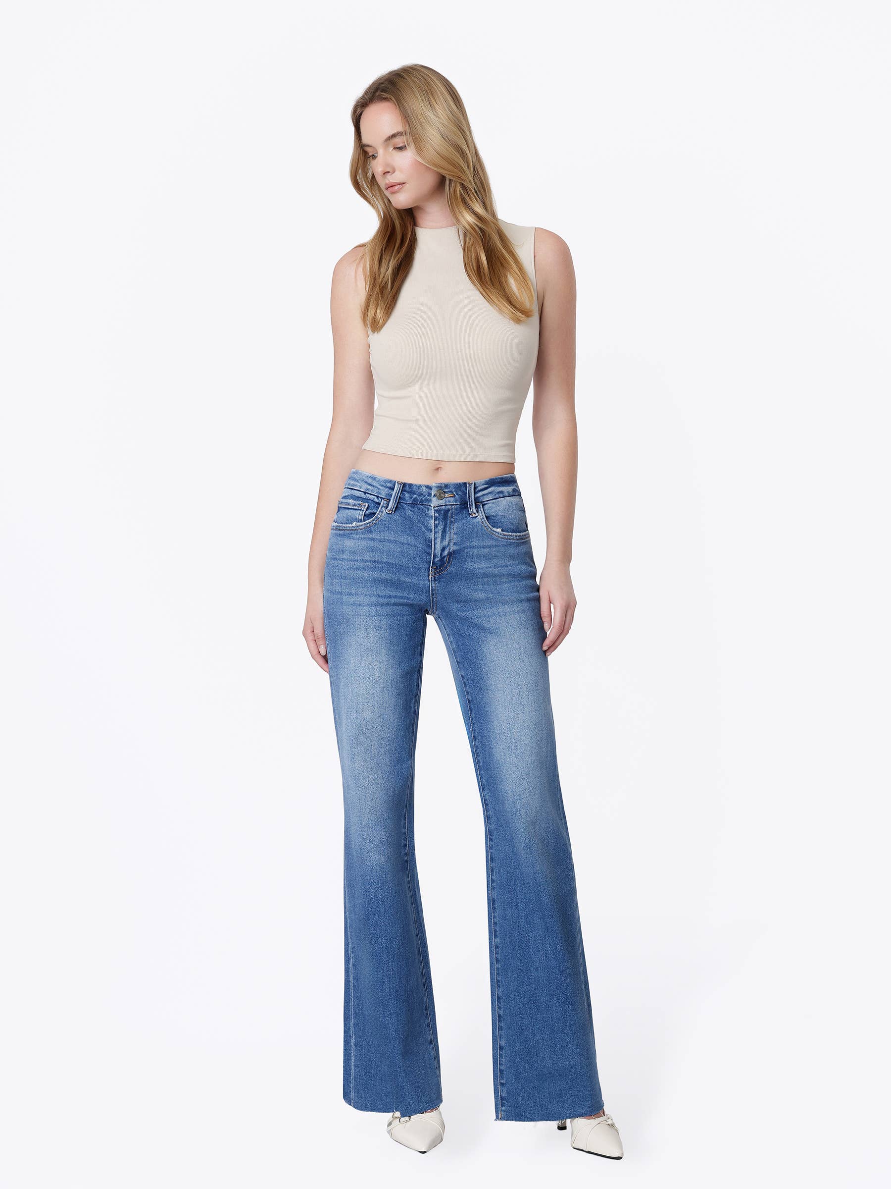 Mid Rise Seamless Waistband Vintage Flare, Feathered Farmhouse