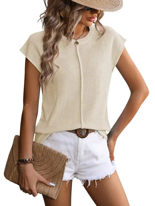 Crewneck Chunky Knit Top, Feathered Farmhouse
