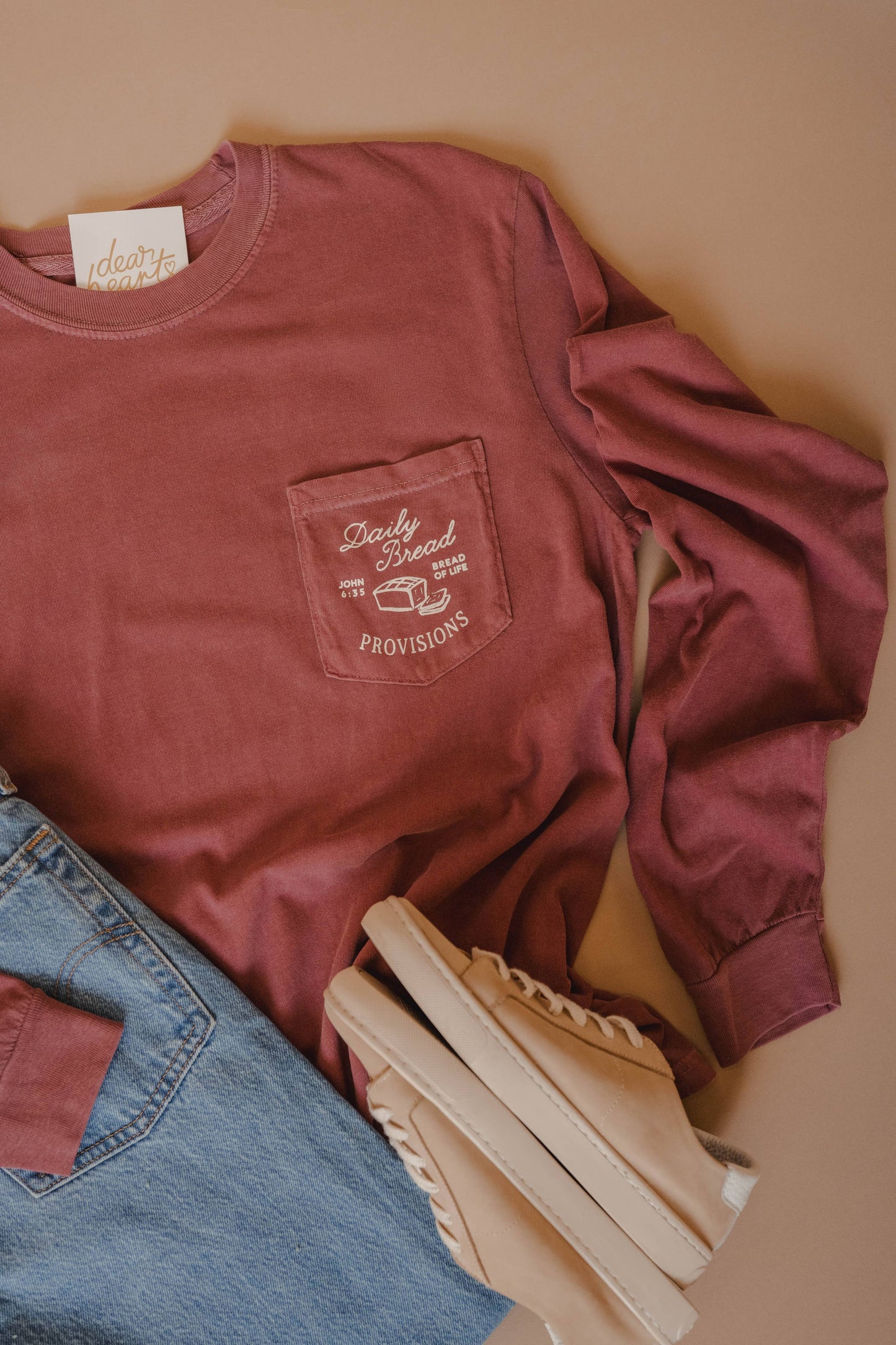 Daily Bread Long Sleeve Tee, Feathered Farmhouse
